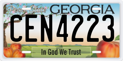 GA license plate CEN4223