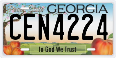 GA license plate CEN4224
