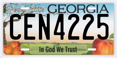 GA license plate CEN4225