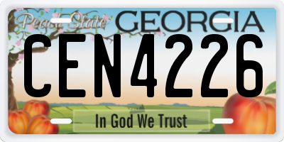 GA license plate CEN4226