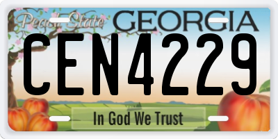 GA license plate CEN4229