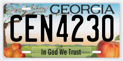 GA license plate CEN4230