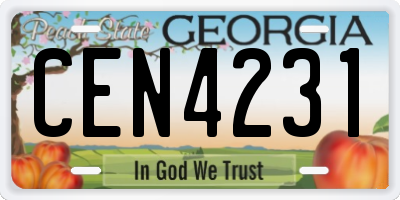 GA license plate CEN4231