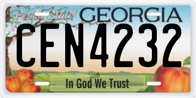 GA license plate CEN4232