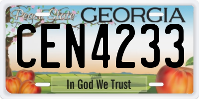 GA license plate CEN4233