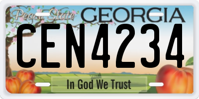 GA license plate CEN4234