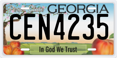 GA license plate CEN4235