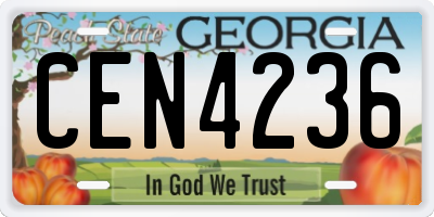 GA license plate CEN4236