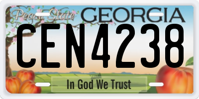 GA license plate CEN4238