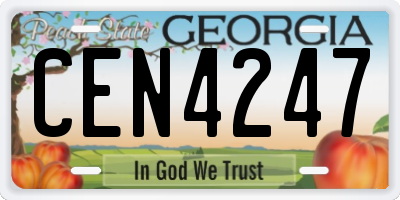 GA license plate CEN4247