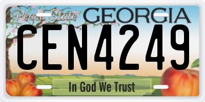 GA license plate CEN4249