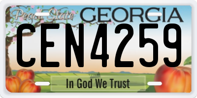 GA license plate CEN4259