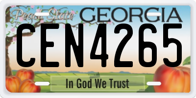 GA license plate CEN4265