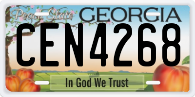 GA license plate CEN4268