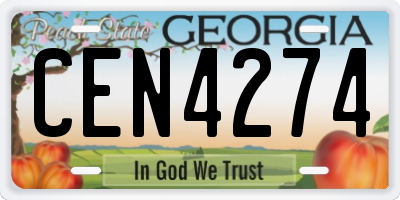 GA license plate CEN4274