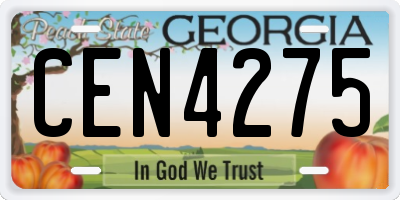GA license plate CEN4275