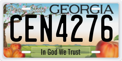 GA license plate CEN4276