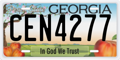 GA license plate CEN4277