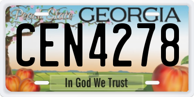 GA license plate CEN4278