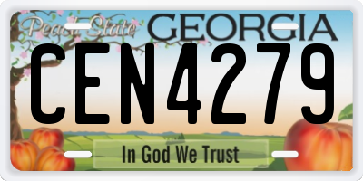 GA license plate CEN4279