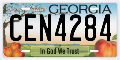 GA license plate CEN4284