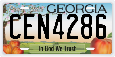 GA license plate CEN4286