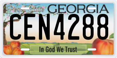 GA license plate CEN4288
