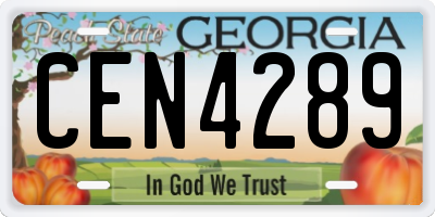 GA license plate CEN4289