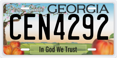 GA license plate CEN4292