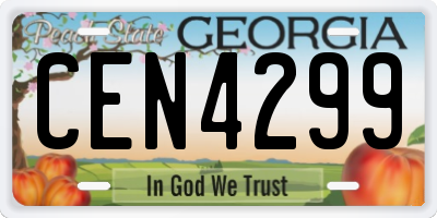 GA license plate CEN4299