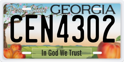 GA license plate CEN4302