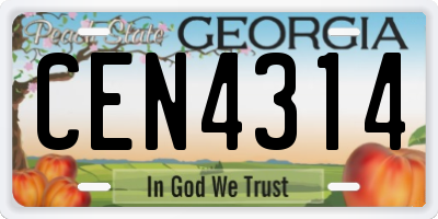 GA license plate CEN4314
