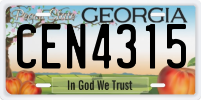 GA license plate CEN4315