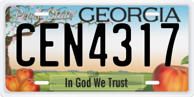 GA license plate CEN4317