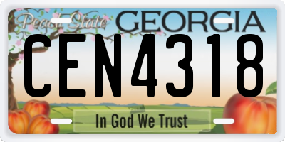 GA license plate CEN4318