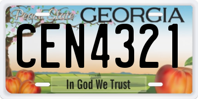 GA license plate CEN4321
