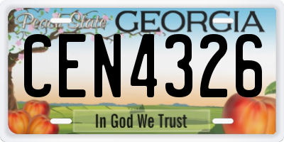 GA license plate CEN4326