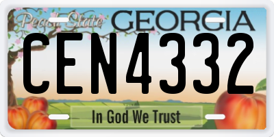 GA license plate CEN4332
