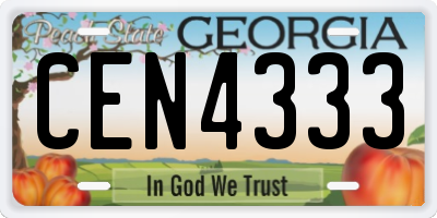 GA license plate CEN4333