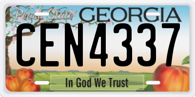 GA license plate CEN4337