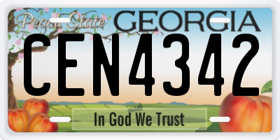 GA license plate CEN4342