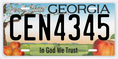 GA license plate CEN4345