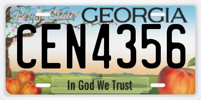 GA license plate CEN4356