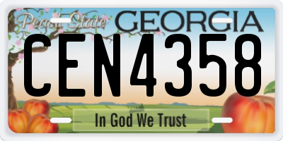GA license plate CEN4358