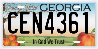 GA license plate CEN4361