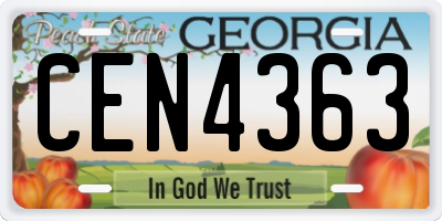 GA license plate CEN4363