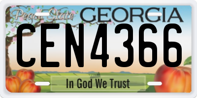 GA license plate CEN4366