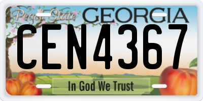 GA license plate CEN4367