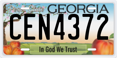 GA license plate CEN4372