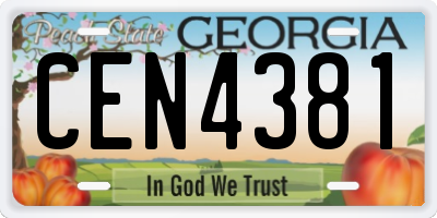 GA license plate CEN4381